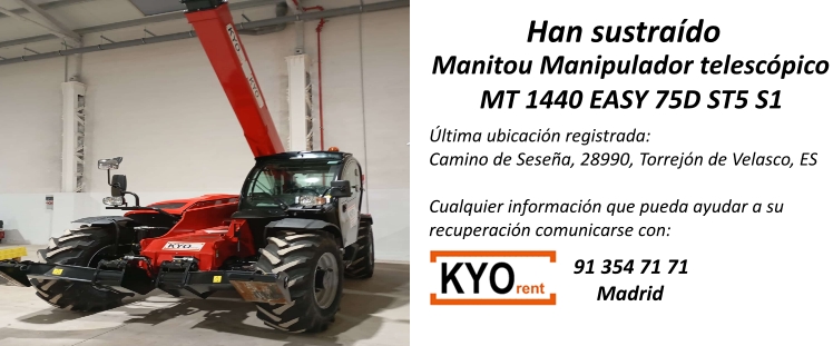 ALERTA: MANIPULADOR TELESCÓPICO SUSTRAÍDO A NUESTRO SOCIO KYO RENT